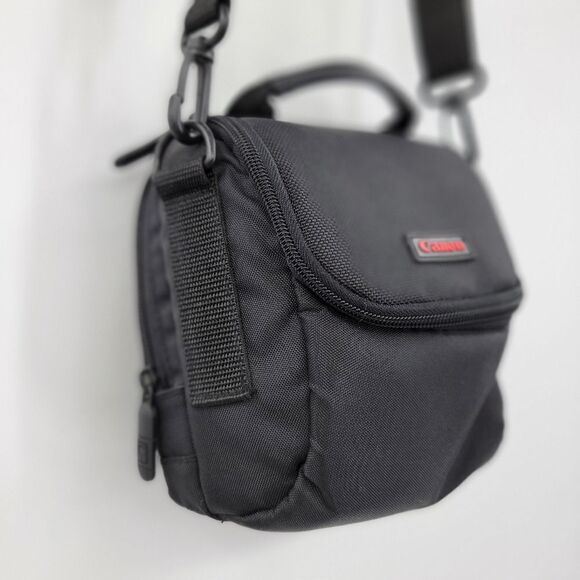 Canon Black Crossbody Small Camera Travel Sightseeing Carrying Case Bag - Picture 8 of 13